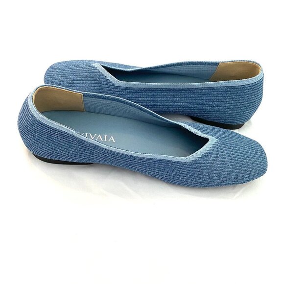 Vivaia Margot stretch knit ballet flats Womens 42 denim blue walking washable - Picture 8 of 11